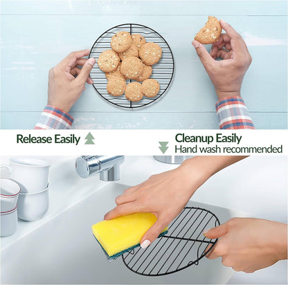 Teamfar round Cooling Rack, 7.5’’ Small Baking Roasting Grilling Rack with Stainless Steel Core & Non-Stick Coating, for Cooking Steaming Cooling, Healthy & Durable, Oven Safe & Easy Clean – Set of 2