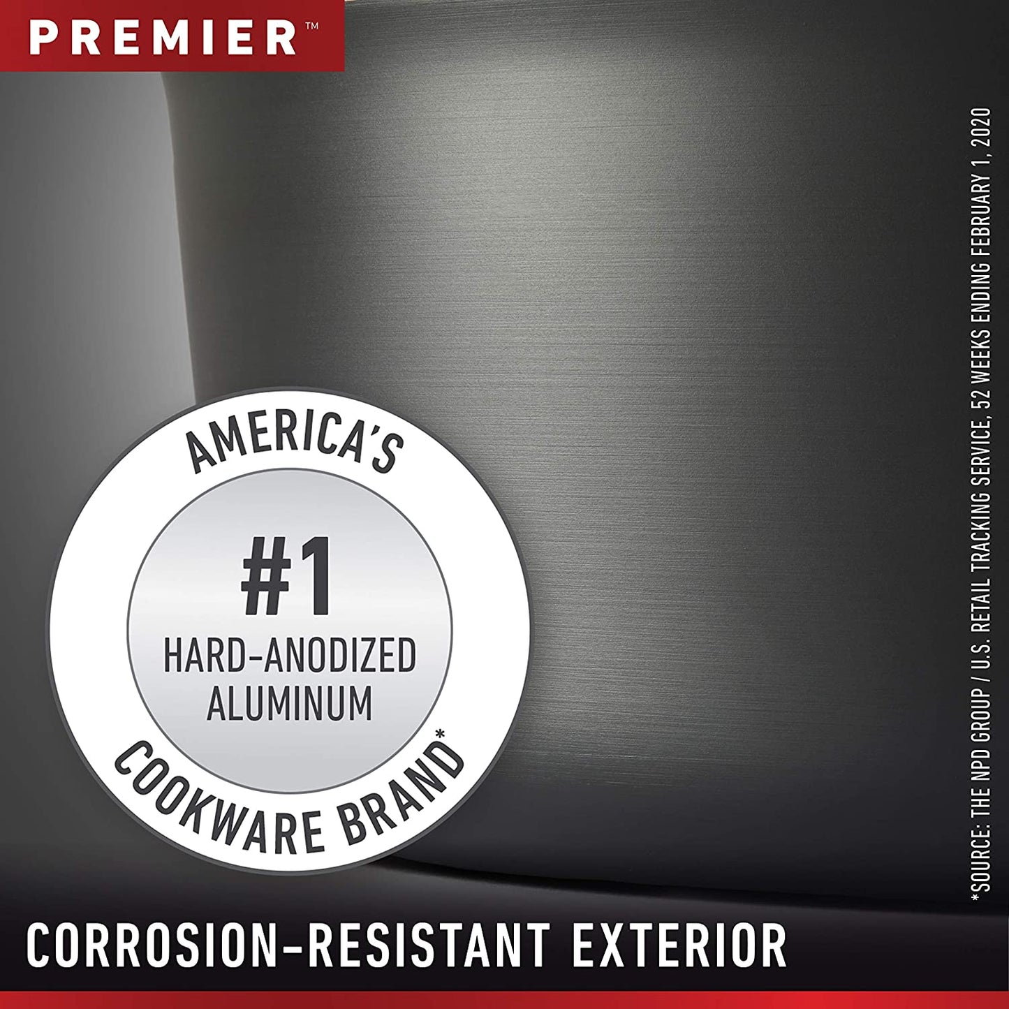 Premier Hard-Anodized Nonstick 11-Inch Square Grill Pan, Black