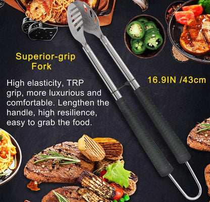 7PCS Golf-Club Style BBQ Tools Set Grilling Tools with Rubber Handle - Stainless Steel Grilling Accessories for Outdoor Grill Set Premium Grill Utensils Set Christmas Birthday Gifts for Men Dad