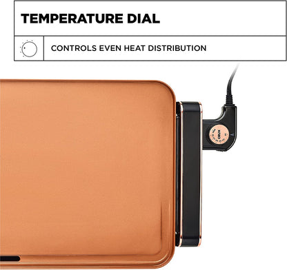 Electric Griddle with Nonstick Ceramic Coating, Cool-Touch Handles, and Slide-Out Drip Tray - Indoor Grill for Breakfast, Eggs, Pancakes, and Burgers