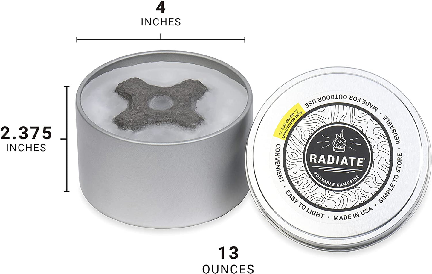 Radiate Portable Campfire: the Go-Anywhere Outdoor Fire Pit - Portable and Convenient - 3 Hours of Warmth and Burn Time - Great for Camping, Picnics, and More - Made in the USA