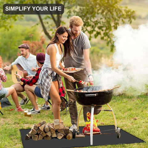 Image of under Grill Mat, 40 X 65 in Fire Pit Mats Protects Decks and Patios, Fireproof Grill Pad for Outdoor Grill, Durable and Portable