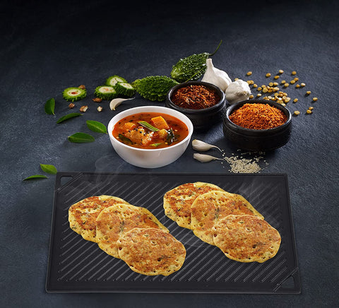 Image of Cast Iron Reversible Griddle, 16.5 Inch X 9.5 Inch Double Sided Grill Pan Perfect for Gas Grills and Stove Top