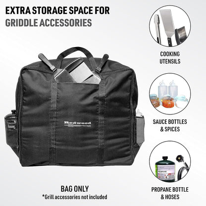 Portable 22" Griddle Carry Bag for Blackstone 22 Inch Griddle and Similar Table Top Grills, Includes Deluxe Storage Pockets for BBQ Toolkit Accessories, Utensils and Squeeze Bottles
