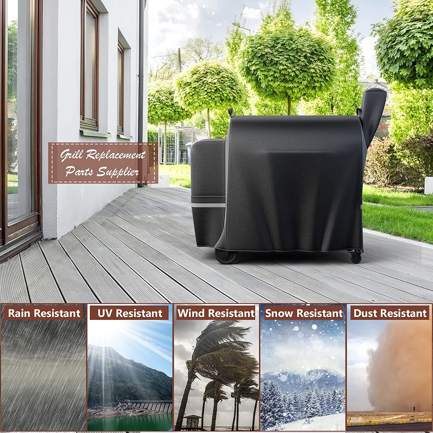 Grill Cover for Traeger Pro 34 Series, Pro 780, Texas Elite 34, Eastwood 34 Series Pellet Grills and Smokers, Z Grills 700/550/600 Series, Heavy Duty Waterproof Grill Cover, 600D