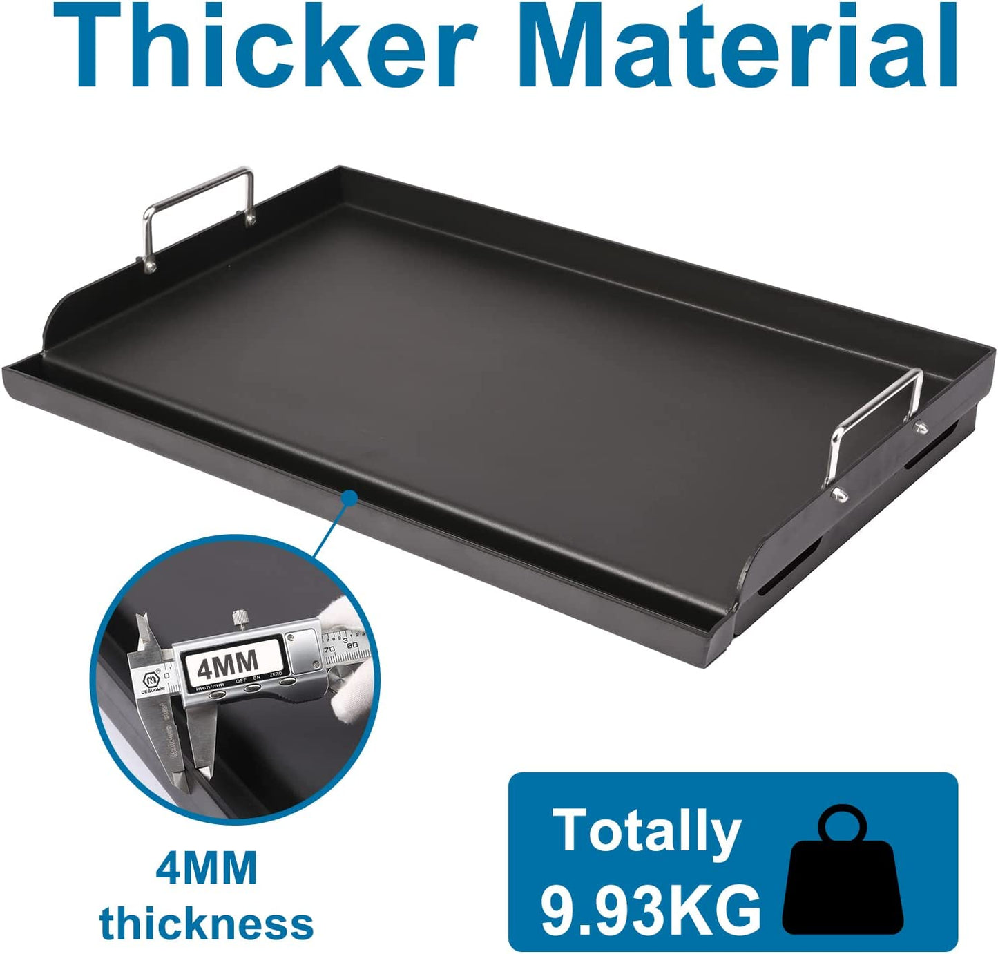 25" X 16" Nonstick Coating Cooking Griddle for Gas Grill, Universal Griddle Flat Top Plate Insert with Grease Groove and Removable Handles for Charcoal/Gas Grills, Camping, Tailgating, Parties