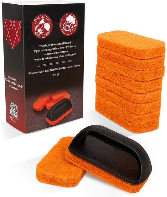 11-Piece Griddle Cleaning Kit for Blackstone, Flat Top Grill Cleaner - 10 Scrubber Pads and 1 Handle