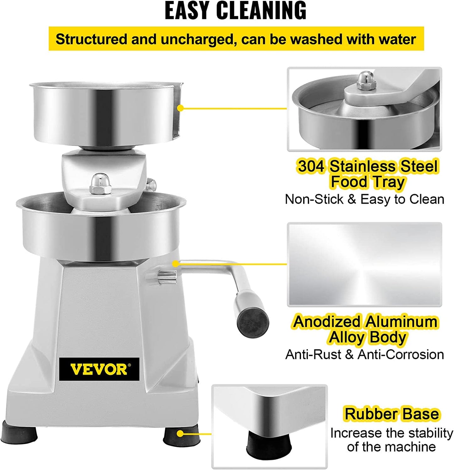 VBENLEM Commercial Hamburger Patty Maker 150Mm/6Inch Stainless Steel Burger Press Heavy Duty Hamburger Press Meat Patty Maker Hamburger Forming Processor with 1000 Pcs Patty Papers