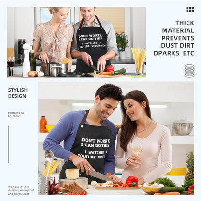 Cooking Chef Apron for Men, Funny Apron Gifts for Men with 3 Pockets Adjustable Neck Strap Grilling Kitchen BBQ Dad Apron-Birthday Christmas Gifts for Dad, Mom, Husband, Friends, Boyfriend