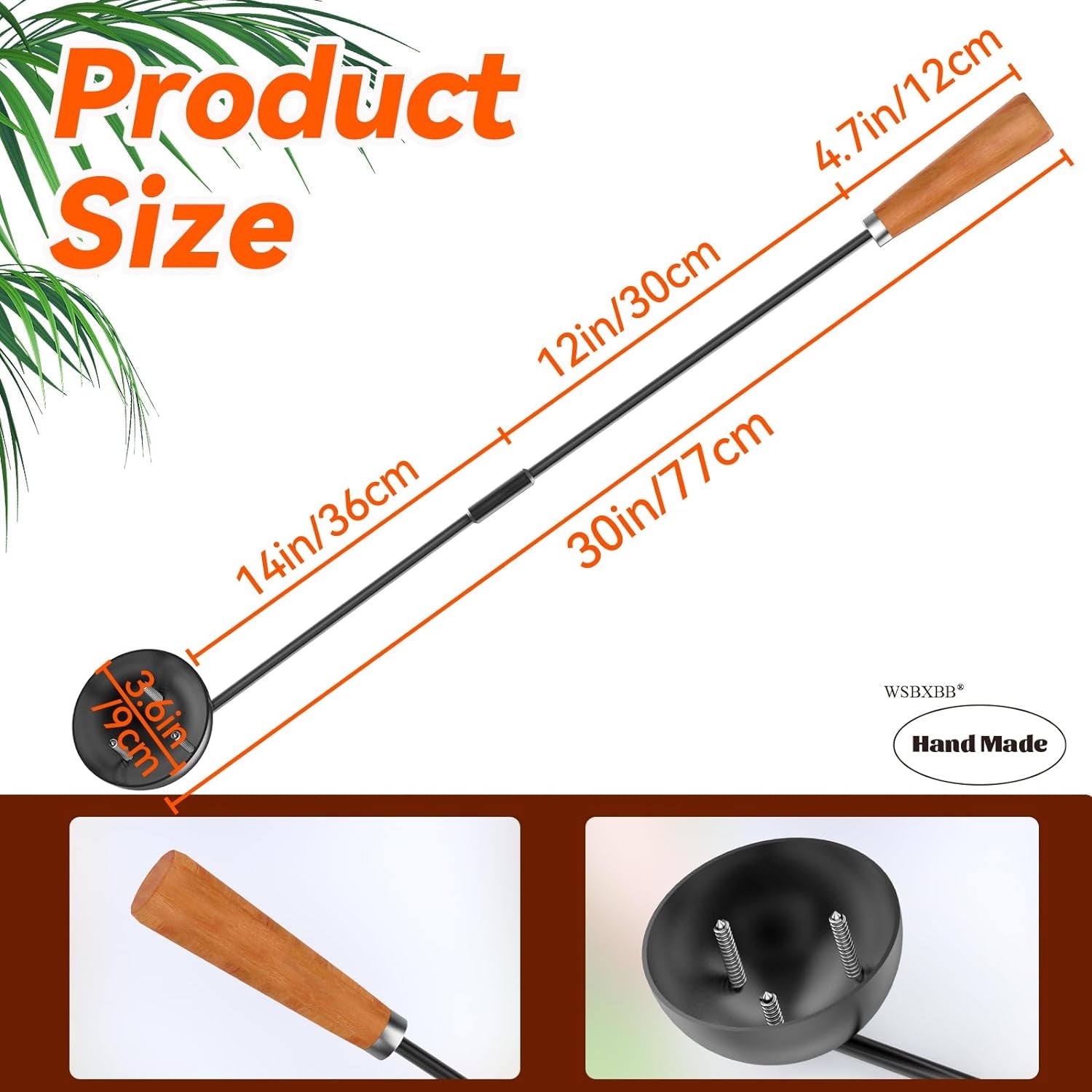 Onion Holder Grill Brush, Grill Cleaner Brush, BBQ Grill Accessories Use for Charcoal Grills, Gas Grills. 28" in Black Metal Holder, Heat Resistant(Hand Made), Grill Brush Bristle Free