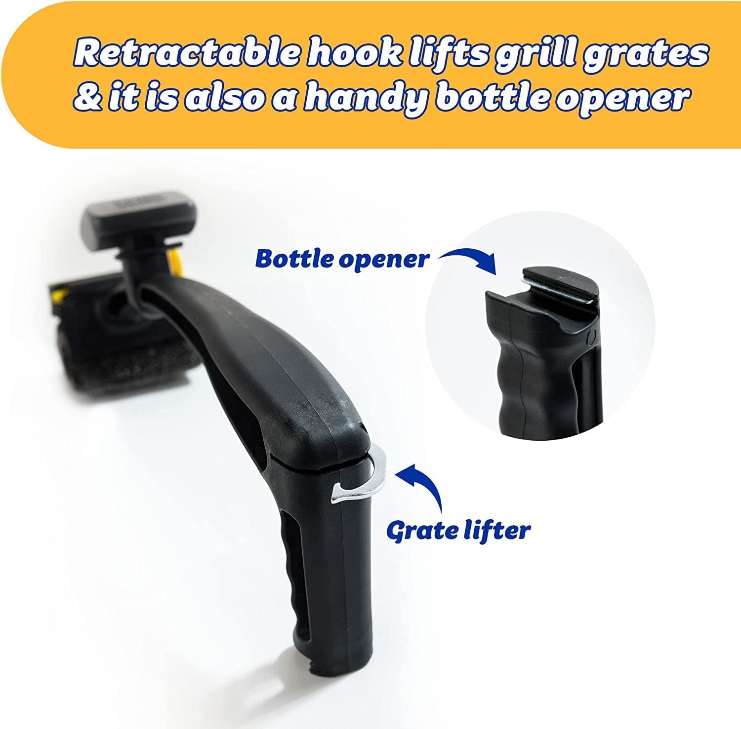 BBQ Daddy Grill Brush - Bristle Free Steam Cleaning Scrubber with Armortec Steel Mesh - Replaceable Head Cleaning Brush + Scraper for Grill Grates (1 Count)