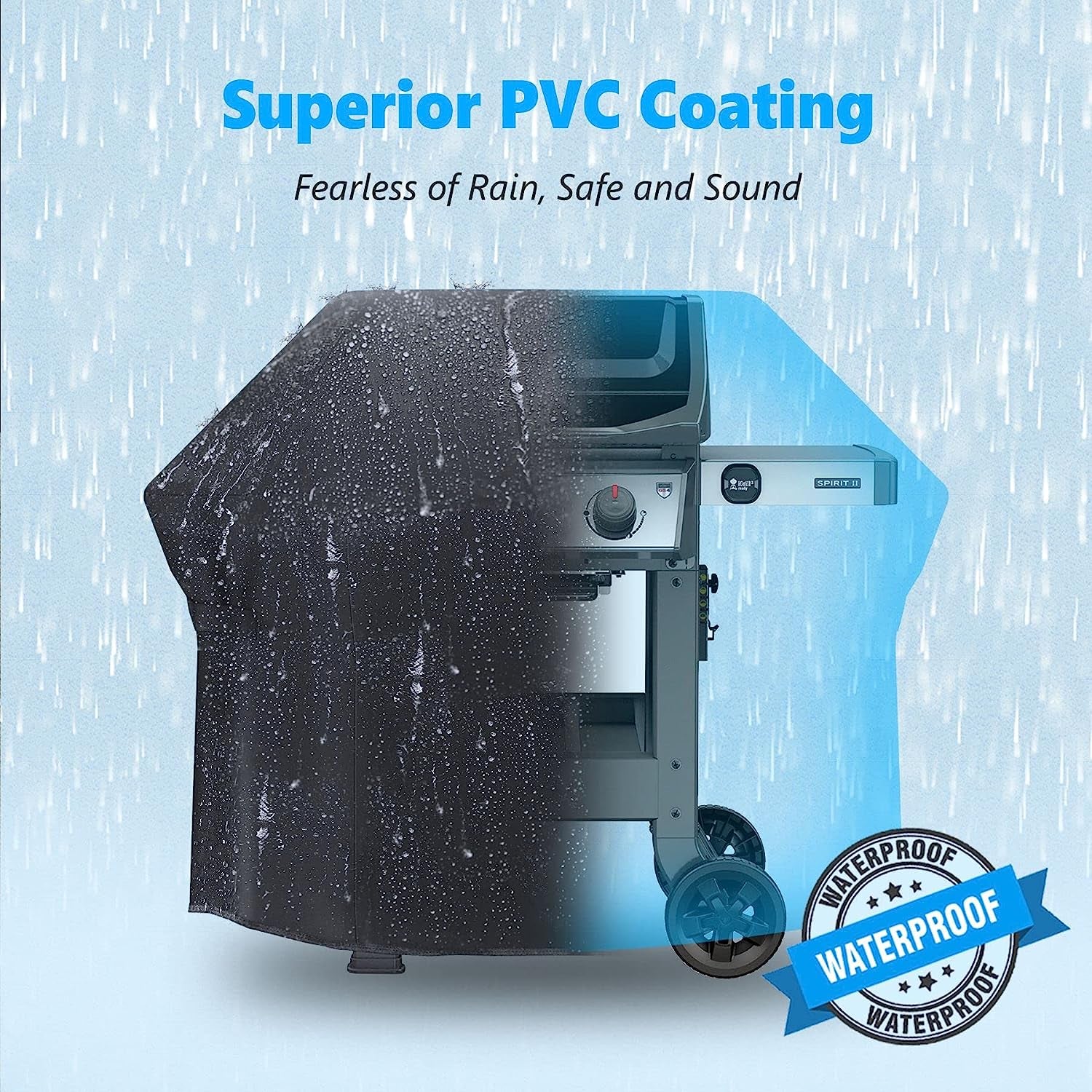 Homwanna Grill Cover 50 Inch - Superior BBQ Cover for Weber Spirit Gas Grill, 600D Outdoor Grill Cover for Weber Spirit 2, Barbecue Cover Waterproof Heavy Duty for Weber Spirit Ii 200 and Spirit 300