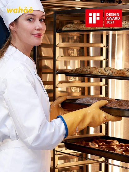 Wahoo Liquid Silicone Smoker Oven Gloves, Food-Contact Grade, Heat Resistant Gloves for Cooking, Grilling, Baking, Yellow, L/9