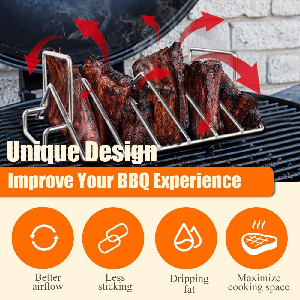 Thanksgiving Turkey Roasting Rack Cooker for Big Green Egg, Stainless Steel Rib Racks for Smoking, Turkey Roaster Racks for Roasting Pan, for Big Green Egg, Kamado Joe, Char-Griller Akorn, Etc