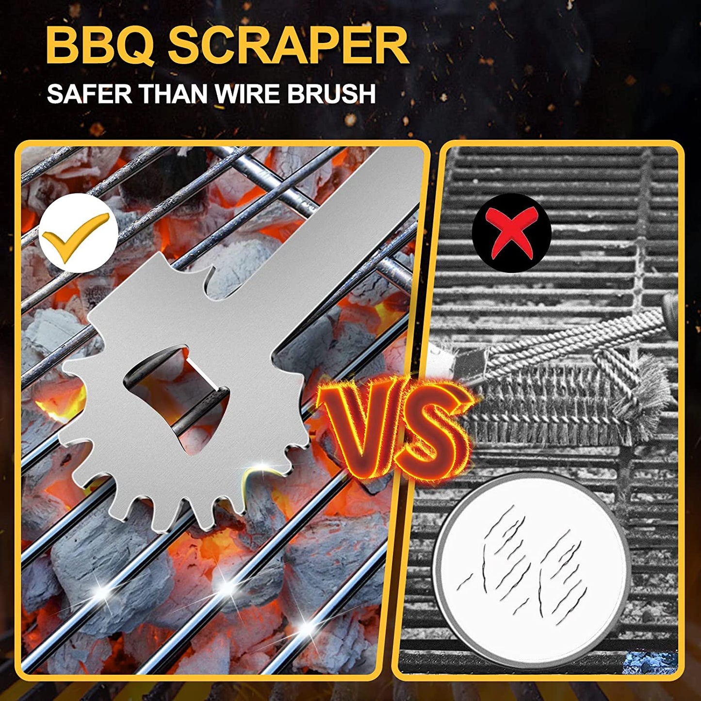 BBQ Grill Scraper, Stocking Stuffers for Men, Bristle Free Safe BBQ Scraper Fits Any Grilling Grate or Smoker Cleaning Tool and Kitchen Gadgets,Ideal Gifts for Christmas Men Dad Husband Fathers Day…