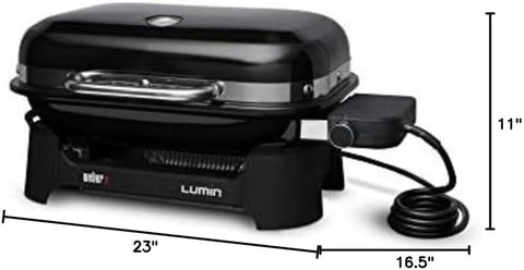 Image of Lumin Compact Outdoor Electric Barbecue Grill, Black - Great Small Spaces Such as Patios, Balconies, and Decks, Portable and Convenient