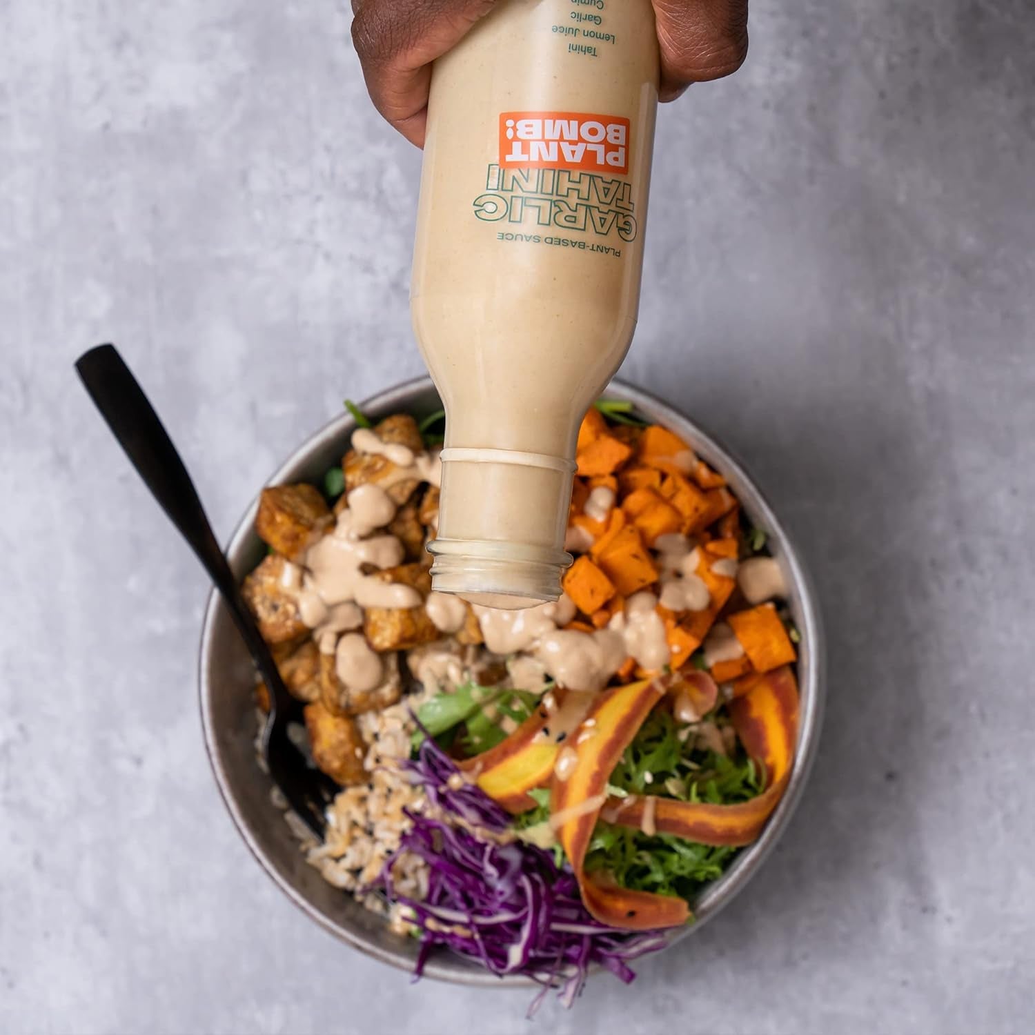 Plant Bomb Garlic Tahini Plant-Based Sauce, Marinade & Dressing - Gluten-Free, Non-Gmo, Dairy-Free, No Sugar Added - Vegan, Paleo, Low Carb, Keto Friendly - 12 Ounce (Pack of 2)