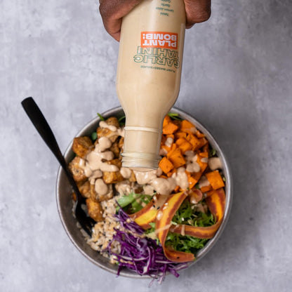 Plant Bomb Garlic Tahini Plant-Based Sauce, Marinade & Dressing - Gluten-Free, Non-Gmo, Dairy-Free, No Sugar Added - Vegan, Paleo, Low Carb, Keto Friendly - 12 Ounce (Pack of 2)