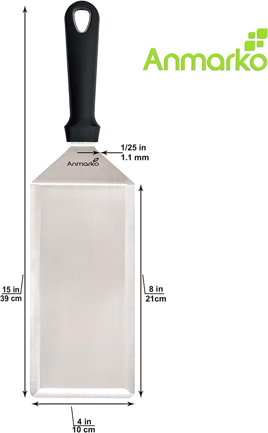 Big Metal Griddle Spatula - Grill Spatula 4 X 8 in Large Burger Smasher Hamburger Turner Scraper - Pancake Flipper - Great for BBQ Grill and Flat Top Griddle - Commercial Grade