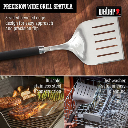 Weber Precision Grill Wide Spatula, Silver/Black, Large