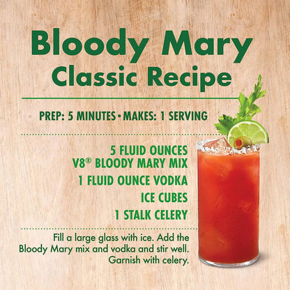 V8 Bloody Mary Mix, Vegetable Juice for Bloody Mary Cocktails, 46 FL OZ Bottle (Pack of 6)