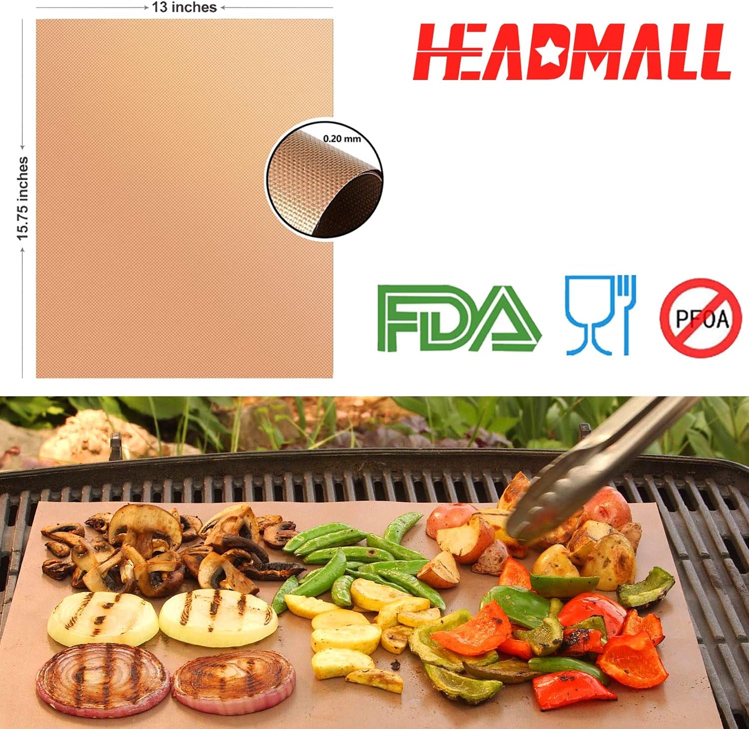 Copper Grill Mats Set of 5, Grill Mats Non Stick, BBQ Grill Mat & Baking -Reusable and Easy to Clean-Bbq Mats for Electric Gas Charcoal Grill