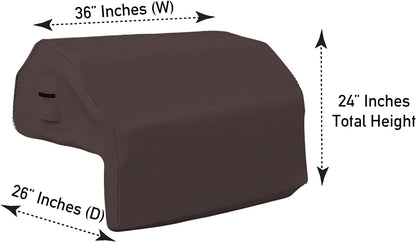 Built-In Grill Cover Made of 12 Oz Waterproof Fabric with Air Pocket & Elastic for Snug Fit (36" W X 26" D X 24" H, Coffee)