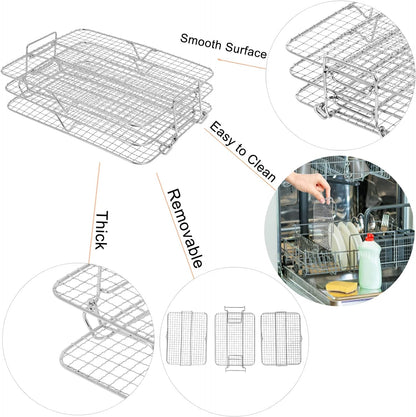 Air Fryer Rack Compatible with Ninja Foodi Grill XL Air Fryer FG551 IG601 IG651 Air Fryer Indoor Grill， Come with Basting Brush, Spatula and Kitchen Tongs