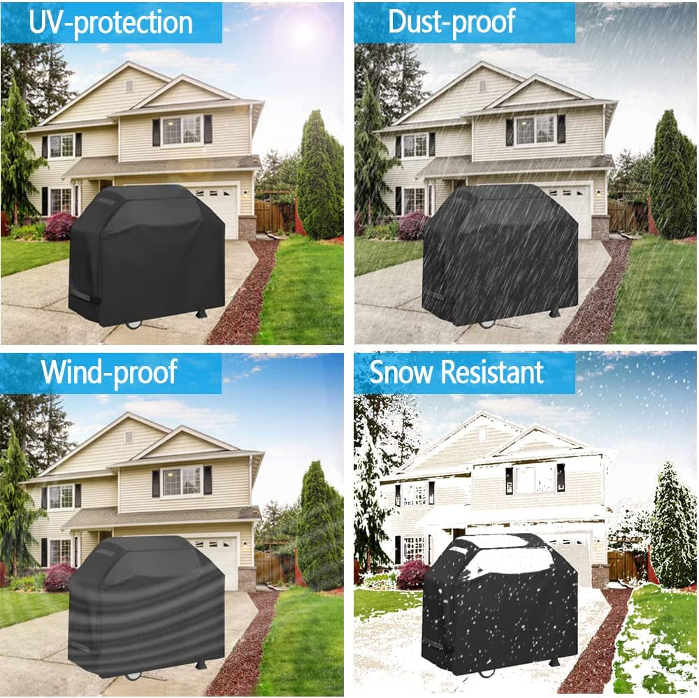 Grill Cover, Waterproof BBQ Grill Cover, 58 Inch Rip-Proof and Anti-Uv Barbecue Gas Grill Cover Compatible for Weber Char-Broil Nexgrill Grills and More