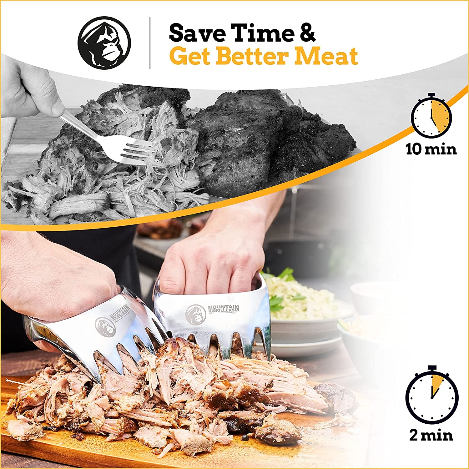 Meat Claws Meat Shredder for BBQ - Perfectly Shredded Meat, These Are the Meat Claws You Need - Best Pulled Pork Shredder Claw X 2 for Barbecue, Smoker, Grill (Solid Metal)