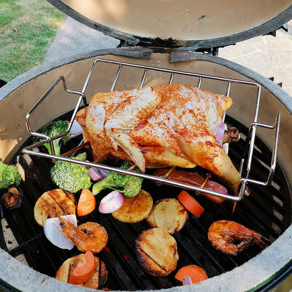 Thanksgiving Turkey Roasting Rack Cooker for Big Green Egg, Stainless Steel Rib Racks for Smoking, Turkey Roaster Racks for Roasting Pan, for Big Green Egg, Kamado Joe, Char-Griller Akorn, Etc