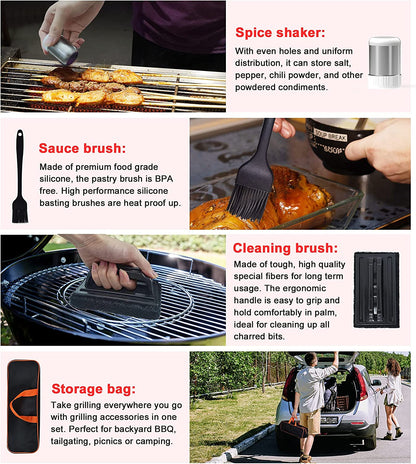 138PCS Griddle Accessories Kit,Grill Accessories for Blackstone Flat Top Set and Camp Chef,Grill Spatula,Scraper,Griddle Cleaning Kit Carry Bag for Hibachi Grill, Men Outdoor BBQ with Meat Injector