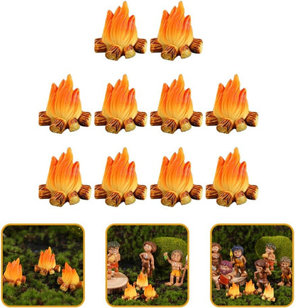 Toyvian 10Pcs Miniature Campfire Dollhouse Fire Ornament Decor Model Fire Model Handicraft Fake Fire Kids Pretend Toy Resin Bonfire Model Miniature Decoration
