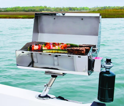 Stow and Go Propane Tabletop and Mountable Grill - Stainless Steel Gas Grill with Foldable Legs | Great for Camping, Boating, Picnics, Barbeques & More |13,000 Btus - (58130)