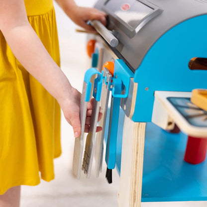 Melissa & Doug Wooden Deluxe Barbecue Grill, Smoker and Pizza Oven Play Food Toy for Pretend Play Cooking for Kids