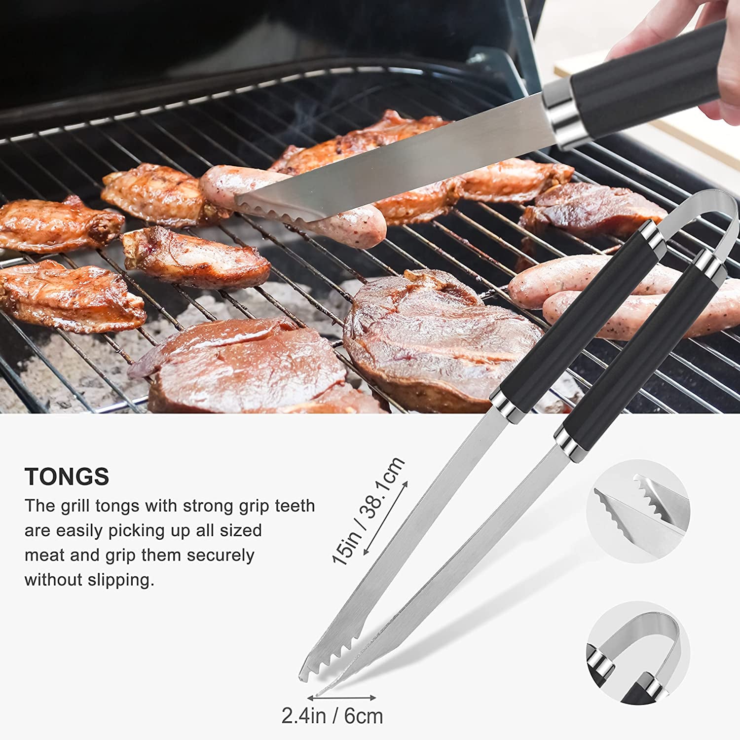 30PCS BBQ Grill Tools Set with Thermometer and Meat Injector. Extra Thick Steel Spatula, Fork& Tongs - Complete Grilling Accessories in Portable Bag - Perfect Grill Gifts for Men and Women