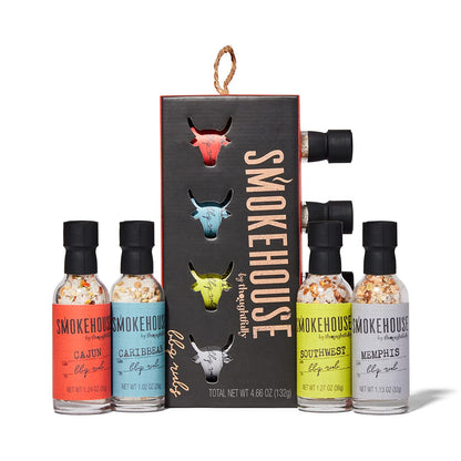 Smokehouse by Thoughtfully BBQ Rubs Gift Set, Vegan and Vegetarian, Barbecue Rub Flavors Include Cajun BBQ, Caribbean BBQ, Memphis BBQ and Southwest BBQ Rubs, Set of 4