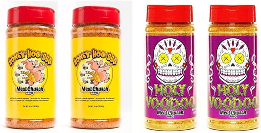 BBQ Rub Combo & BBQ Rub Combo: Two Bottles of Voodoo (14 Oz) BBQ Rub and Seasoning for Meat and Vegetables, Gluten Free, Total of 28 Ounces