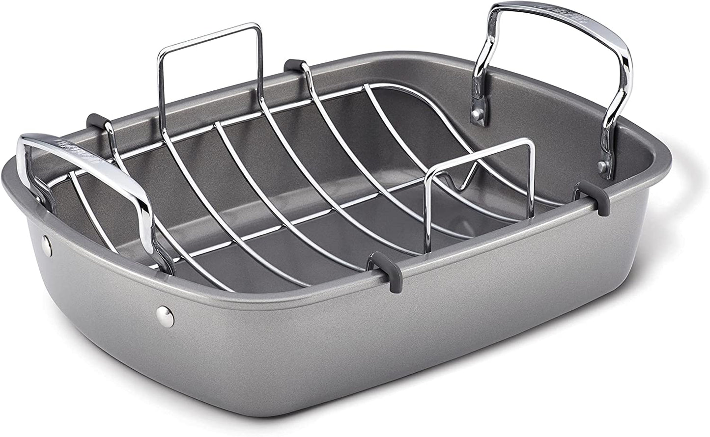 Circulon Nonstick Roasting Pan / Roaster with Rack - 17 Inch X 13 Inch, Gray
