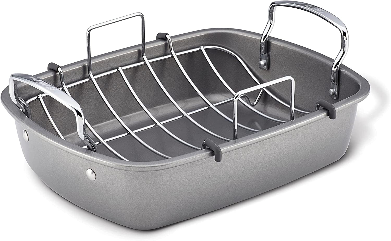 Circulon Nonstick Roasting Pan / Roaster with Rack - 17 Inch X 13 Inch, Gray