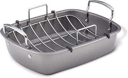 Circulon Nonstick Roasting Pan / Roaster with Rack - 17 Inch X 13 Inch, Gray
