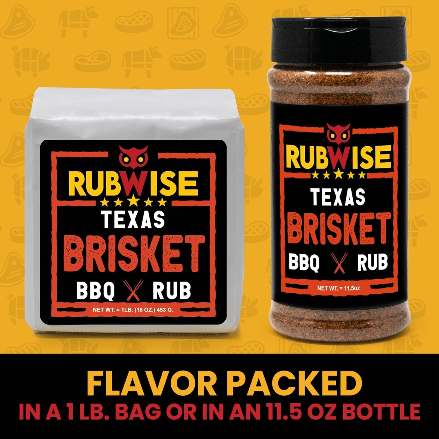 Texas Style Spicy Seasoning Rub & Brisket Rub by Rubwise | BBQ Rub & Spices for Smoking & Grilling | Dry Rubs | Great on Brisket, Steaks, Ribs, Burgers, Chops & Add Kick to Your Meat (1Lb Eac
