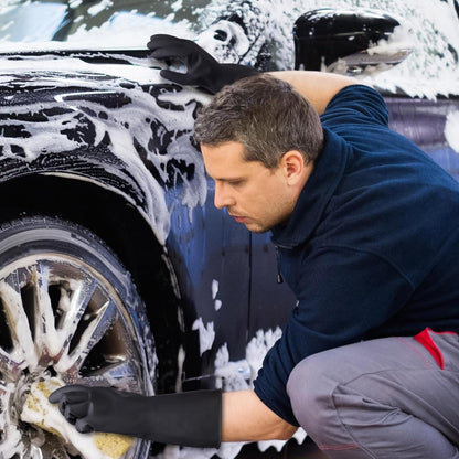 4 Pairs Rubber Kitchen Dishwashing Gloves - Reusable Household Cleaning Gloves for Washing Dishes and Cleaning Tasks, Flexible Durable and Non-Slip (Medium, Black)