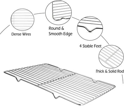 Turbokey Grilling Rack Heavy Duty Wire Grate Oven Roasting Rack 5.3 X 8.7 Inch Rectangle Baking Cooling Steaming with 4 Legs Stainless Steel Rack (5.3"X8.7",22X13.5Cm)