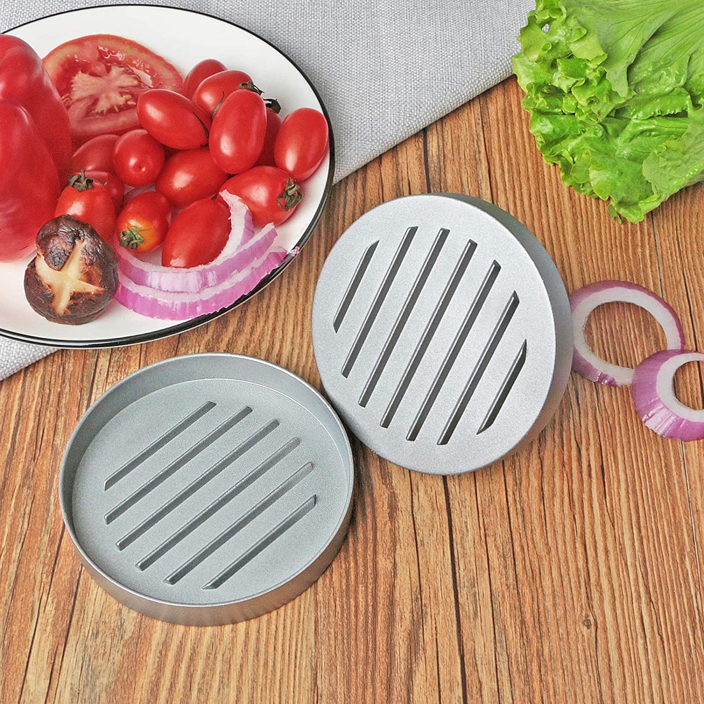 Asdirne Hamburger Press Patty Maker, Food Grade Aluminum Burger Press with ABS Handle, Non-Stick, Easy to Clean, with 50 Pcs Wax Patty Paper, 4.6" Diameter and 0.7" Depth