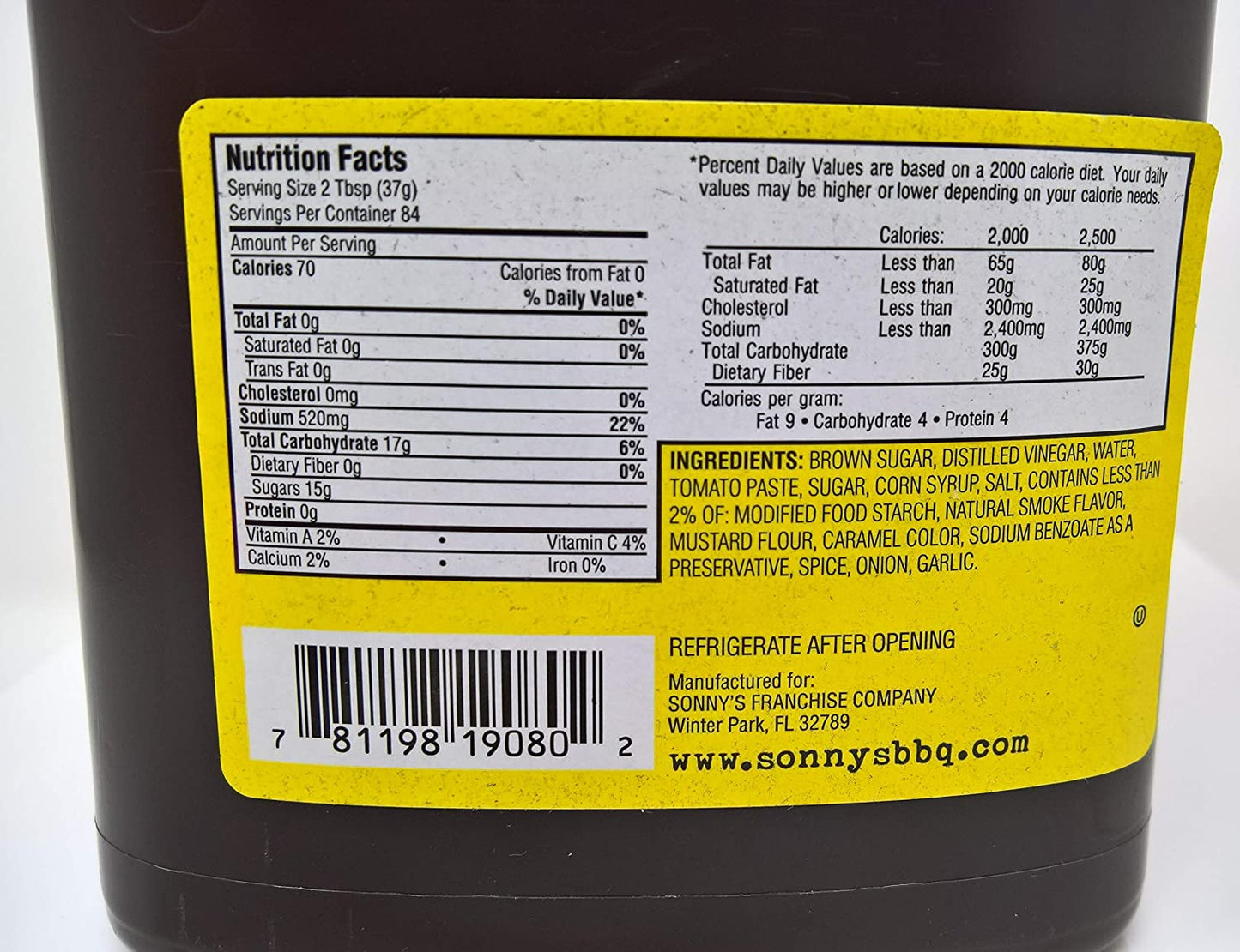 Sonny'S Authentic Sweet Bar-B-Q Sauce 84Oz.