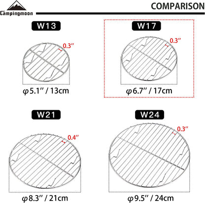 CAMPINGMOON round Roasting Baking Steaming Cooling Rack Cooking Grid Grill Stainless Steel Fits for Dutch Oven (Diameter Φ6.7Inch, W17)