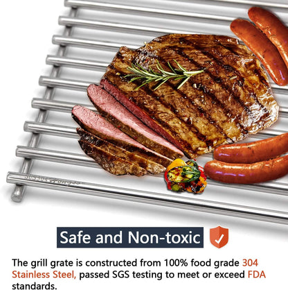 SUS304 Stainless Grill Grates 17 3/16 X 13 1/2 Inch Each for Grill Master 720-0697, Nexgrill and Uniflame Gas Grills, Set of 2 SCI812