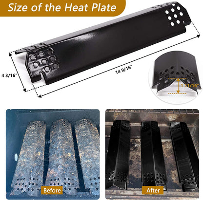 Grill Replacement Parts for Nexgrill 720-0830H, 4 Pack Grill Burner Tubes and Heat Plate Shields for Home Depot Nexgrill 4 Burner 720-0830H, Nexgrill 720-0864, 720-0864M Gas Grills