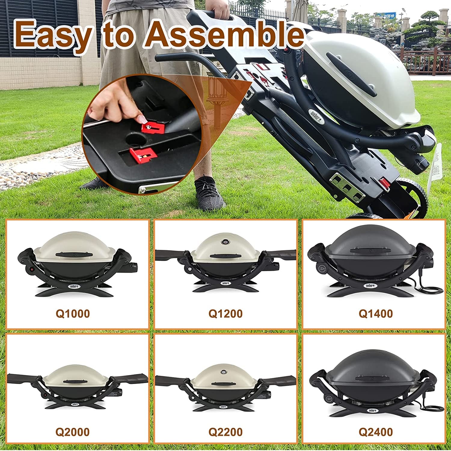 Portable Grill Cart for Weber Q1000, Q2000 Series Gas Grills and Blackstone 17” 22” Table Top Griddles, Portable Griddle Stand